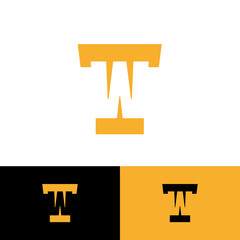 T and W monogram. T letter and W letter logo. Flat style monogram. Identity. Inverted version