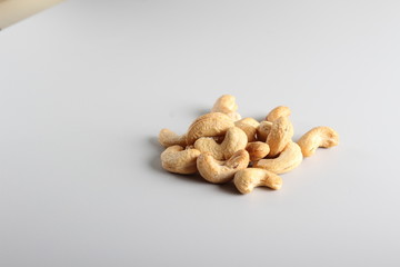 cashew nuts on gray background