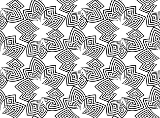 Fototapeta premium Black lines seamless pattern on white background. Vector abstract background. Psyphodelic black white pattern