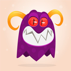Angry cartoon monster screaming. Funny monster expression. Halloween vector illustration