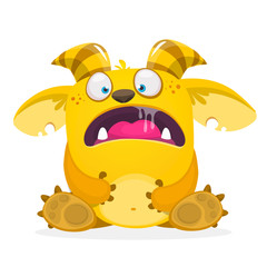 Angry cartoon monster. Halloween vector illustration.