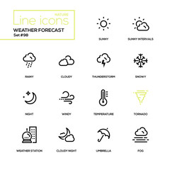 Weather forecast - modern line design icons set