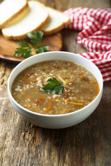 Lentil and pasta soup
