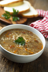 Lentil and pasta soup