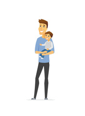 Father and son - cartoon people characters illustration