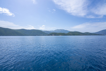 Desimi Beach Golf and nearby Island with clear water in Greece