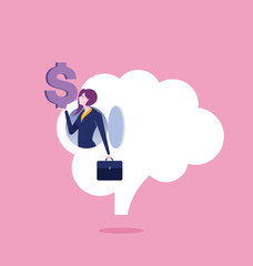 Vector of businesswoman make money from idea.Business concept vector illustration.