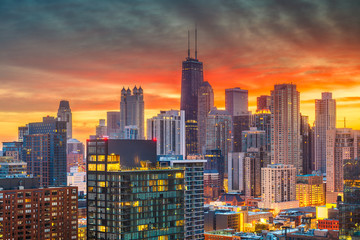 Chicago, Illinois, USA Skyline at Dusk