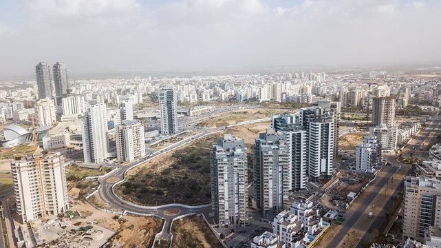 aerial view of modern city district with apartment buildings, Ashdod, Israel