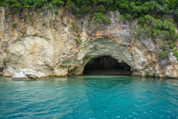 Desimi Beach Golf and nearby Island with clear water in Greece