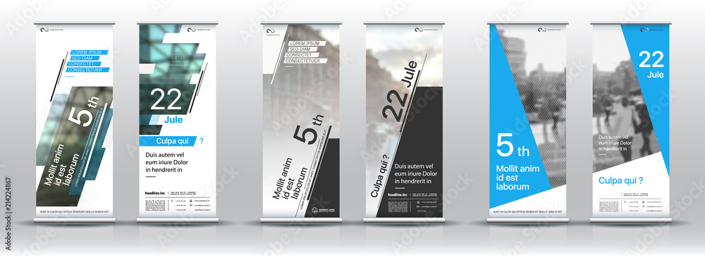 Wall mural set of templates with a design of vertical banners.
