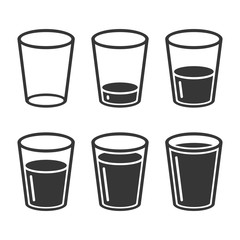 Glass of Water Icons Set. Vector