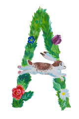 Letter A watercolor