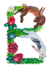 Letter B watercolor