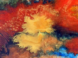 Watercolor abstract bright colorful textural background handmade . Painting of underwater world . Modern seascape . Shine