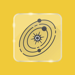 Solar system silhouette icon in flat style on transparent button