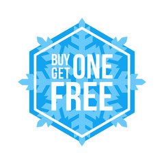 Buy One Get One Free Sign Hexagon Winter Sale