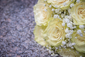 Bridal bouquet. The bride's bouquet. Bouquet of white roses