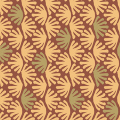 Vector seamless floral tile warm tones pattern for wrapping, craft, textile, fabric