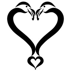 Naklejki  Serce dwóch kochających flamingów, kreatywny symbol