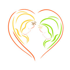 two cute newborn baby in the heart