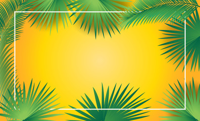 Fototapeta na wymiar Sukkot and Rosh Hashanah green palm tree leaves frame tropical background for greeting card, wallpaper, Sikkah, Jewish Holiday decoration banner.