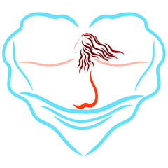 A cloud in the shape of a heart and a beautiful lady swinging in it on a swing