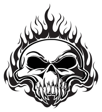 Skull with flames