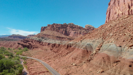 Red Canyon aerial view on a beautiful summer day