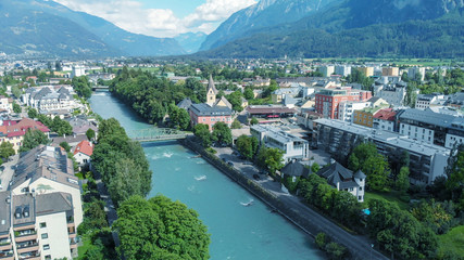 Aerial view of Lienz, Austria - obrazy, fototapety, plakaty