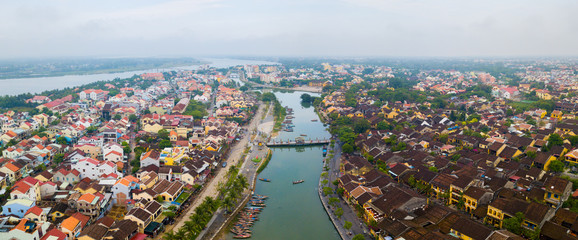 Hoi An, Vietnam : Panorama Aerial view of Hoi An ancient town, UNESCO world heritage, at Quang Nam province. Vietnam. Hoi An is one of the most popular destinations in Vietnam