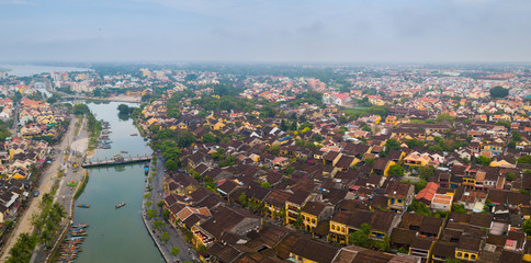 Hoi An, Vietnam : Panorama Aerial view of Hoi An ancient town, UNESCO world heritage, at Quang Nam province. Vietnam. Hoi An is one of the most popular destinations in Vietnam