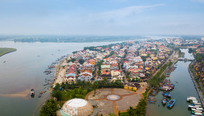 Hoi An, Vietnam : Panorama Aerial view of Hoi An ancient town, UNESCO world heritage, at Quang Nam province. Vietnam. Hoi An is one of the most popular destinations in Vietnam