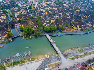 Hoi An, Vietnam : Panorama Aerial view of Hoi An ancient town, UNESCO world heritage, at Quang Nam province. Vietnam. Hoi An is one of the most popular destinations in Vietnam