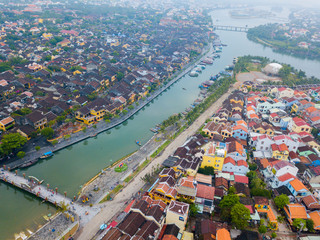 Hoi An, Vietnam : Panorama Aerial view of Hoi An ancient town, UNESCO world heritage, at Quang Nam province. Vietnam. Hoi An is one of the most popular destinations in Vietnam