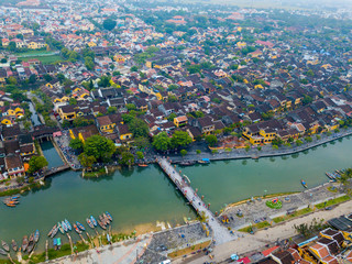 Hoi An, Vietnam : Panorama Aerial view of Hoi An ancient town, UNESCO world heritage, at Quang Nam province. Vietnam. Hoi An is one of the most popular destinations in Vietnam