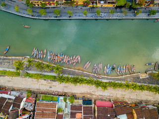 Hoi An, Vietnam : Panorama Aerial view of Hoi An ancient town, UNESCO world heritage, at Quang Nam province. Vietnam. Hoi An is one of the most popular destinations in Vietnam