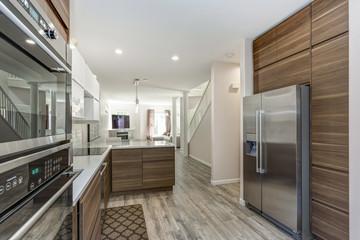 Fototapeta na wymiar Contemporary kitchen design in a remodeled home.