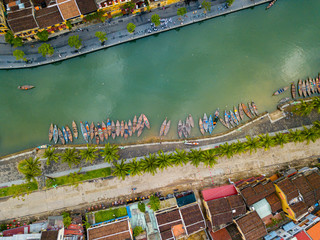 Hoi An, Vietnam : Panorama Aerial view of Hoi An ancient town, UNESCO world heritage, at Quang Nam province. Vietnam. Hoi An is one of the most popular destinations in Vietnam