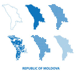 Fototapeta na wymiar map Republic of Moldova - vector set of silhouettes in different patterns