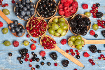 Various fresh summer berries. Top view. Berries mix fruit color food dessert
Berries.Antioxidants,...