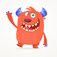 Cute cartoon monster. Vector troll or gremlin character. Halloween design
