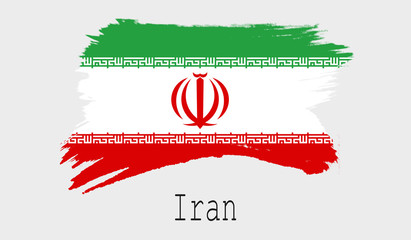 Iran flag on white background