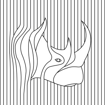 line drawing of rhino head vector
