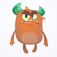Cartoon grumpy angry monster. Vector illustration