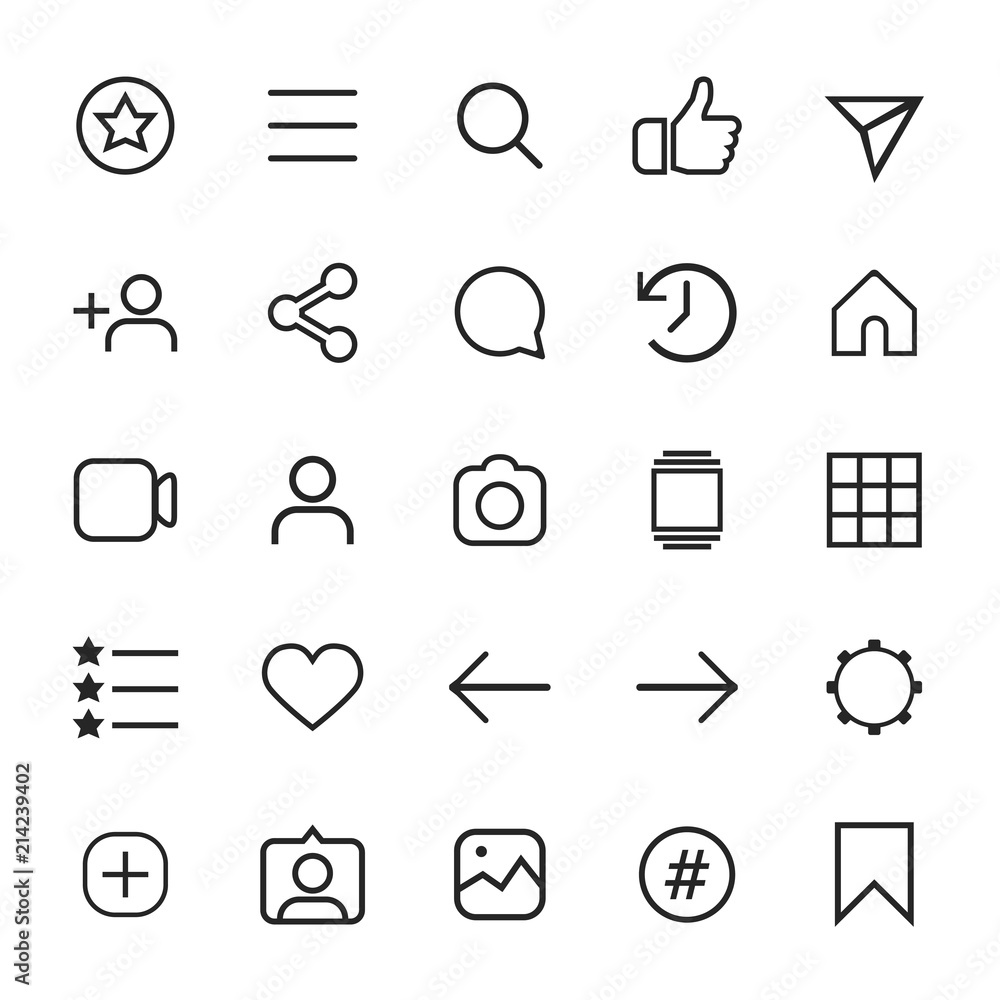 Poster set of internet linear icons for social media