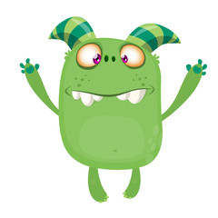 Cute cartoon monster. Vector troll or gremlin character. Halloween design