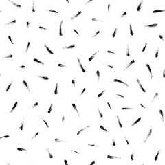 Hand drawn black and white ink abstract seamless pattern. Grunge texture. Paint brush background