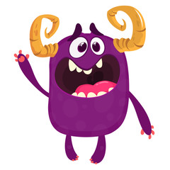 Angry cartoon monster screaming. Yelling angry monster expression. Halloween vector illustration