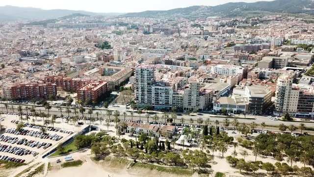View from drone on summer seascape of Mataro in the Spain.